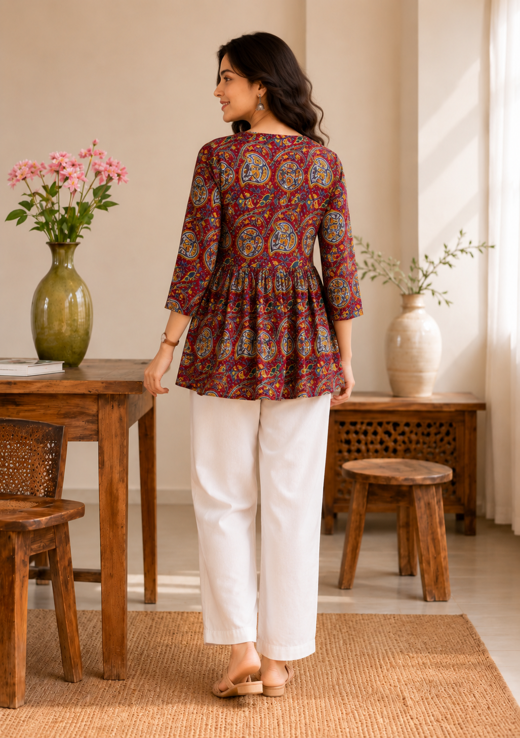Ghera Gathered SHORT KURTI