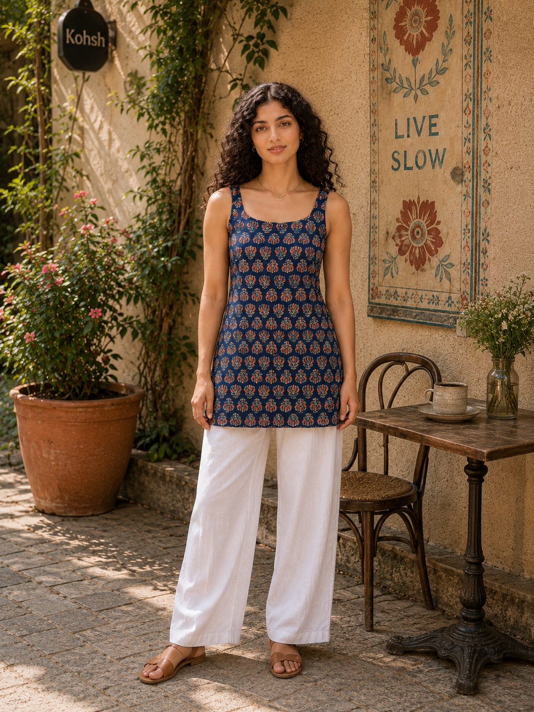 RUHI Neck Tie-Back Tunic