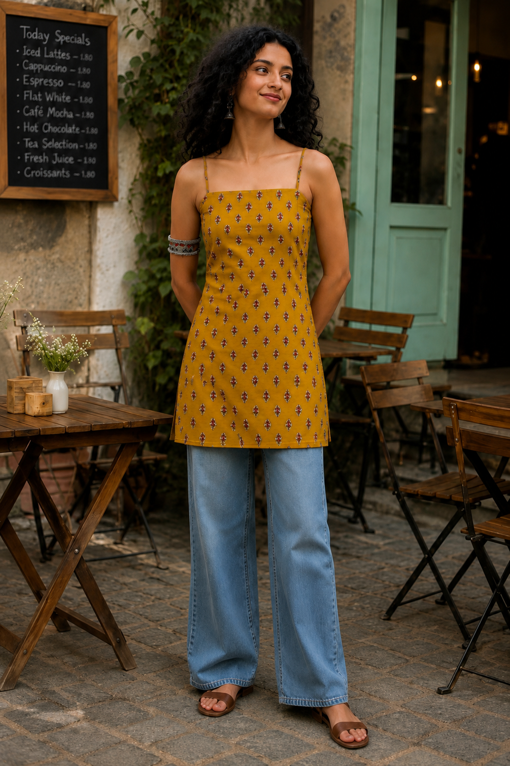 PANKHURI FLORALOpen-Back Short Kurti