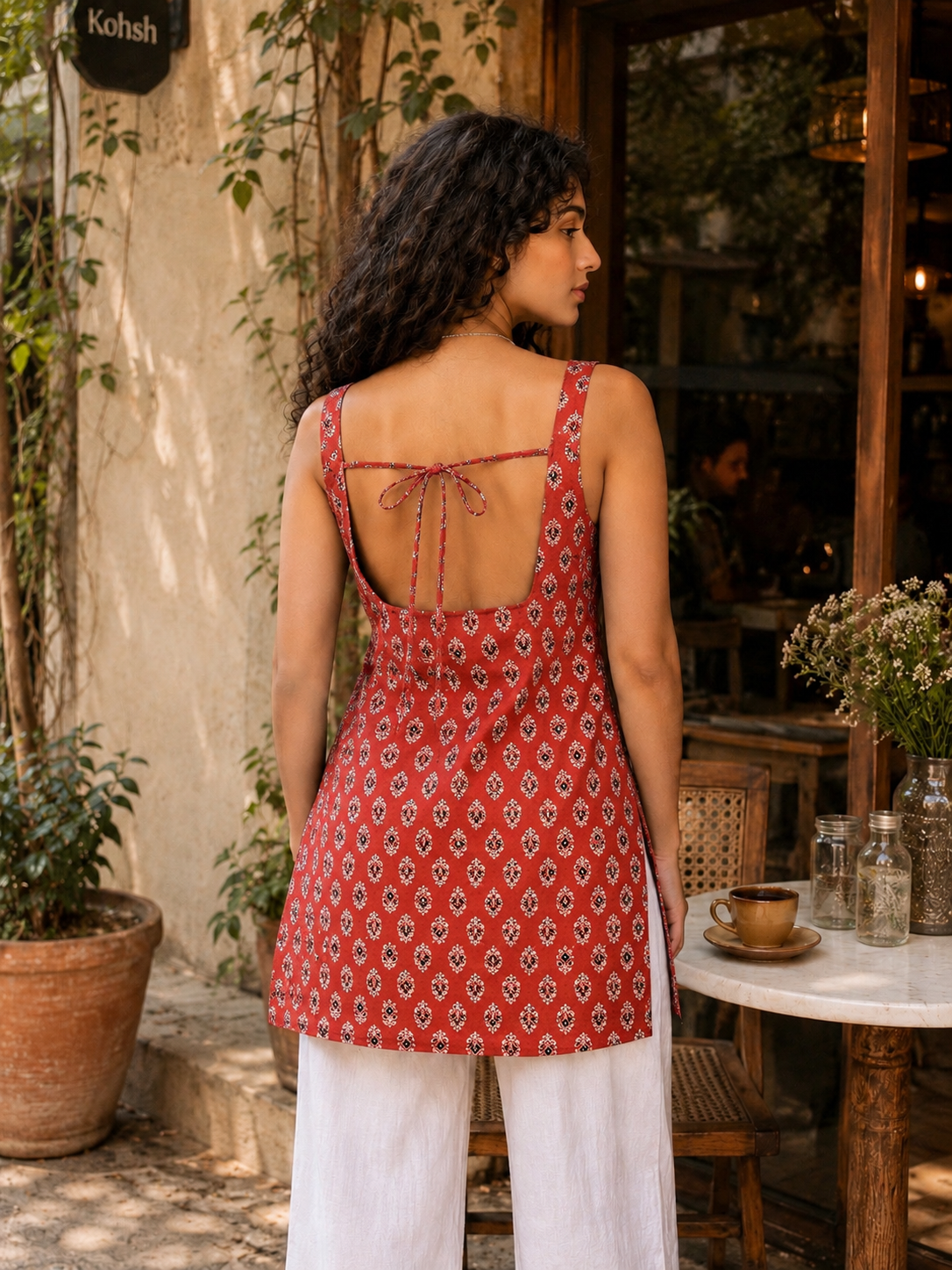 ROHINI Neck Tie-Back Tunic