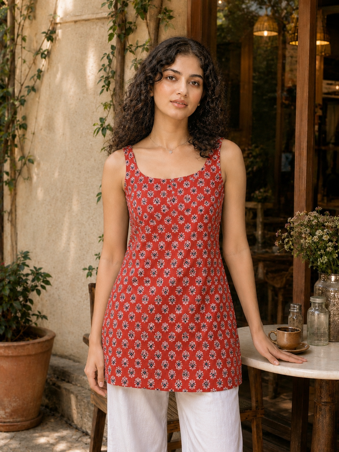 ROHINI Neck Tie-Back Tunic