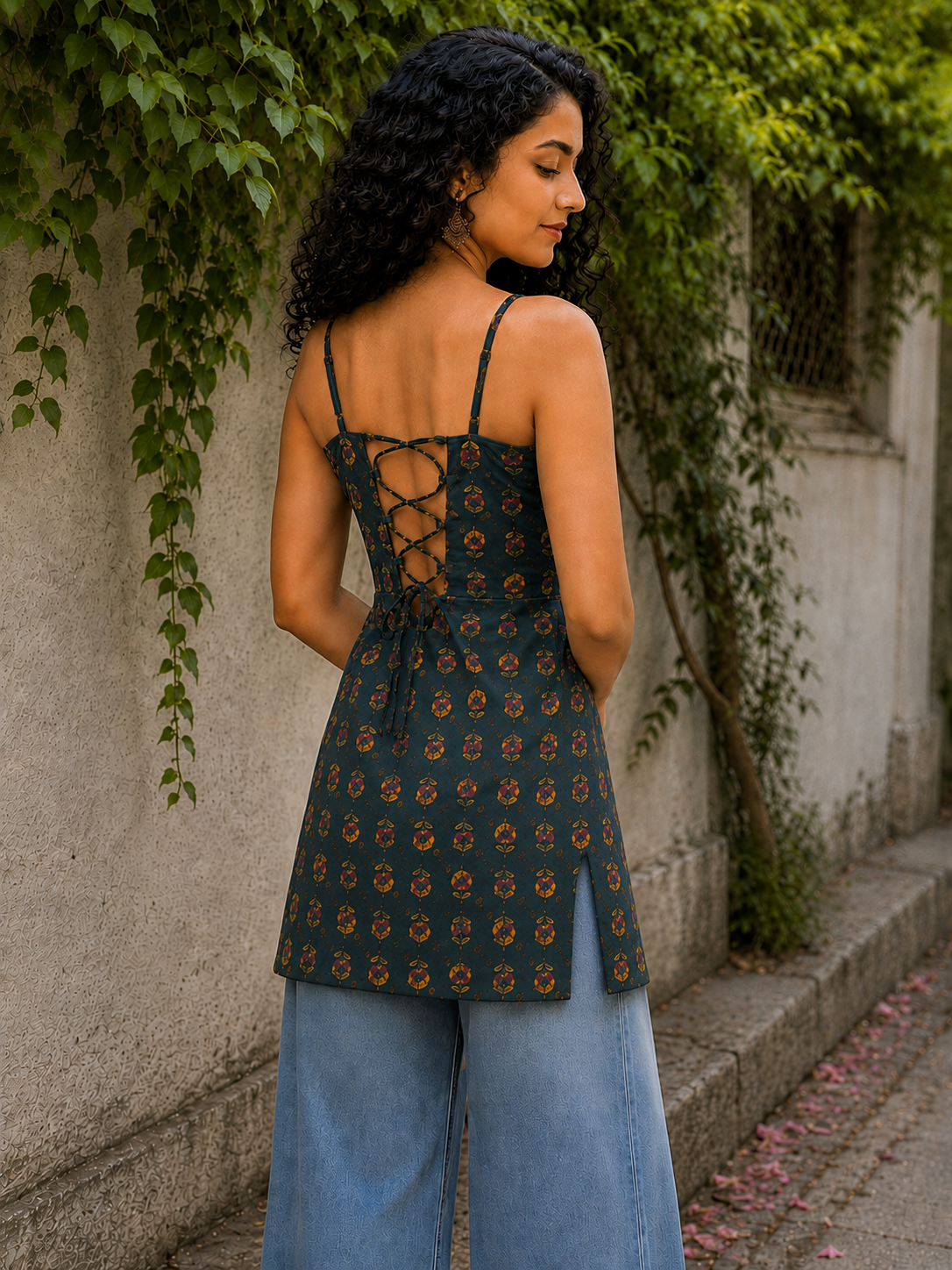 GULNAAR Open-Back Short Kurti