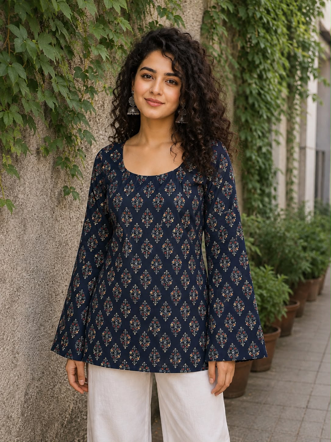 The Tara Bell-Sleeve Open-Back Kurti