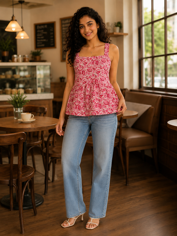Rose Back Peplum Camisole