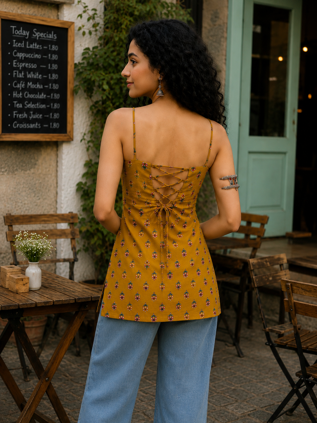 PANKHURI FLORALOpen-Back Short Kurti
