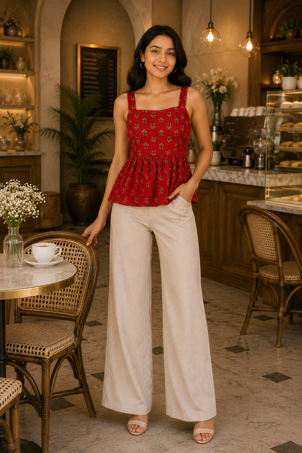Scarlet Spice Back Peplum Camisole