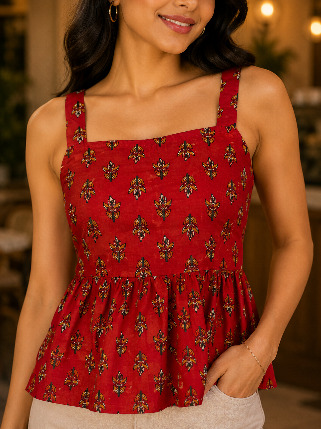 Scarlet Spice Back Peplum Camisole