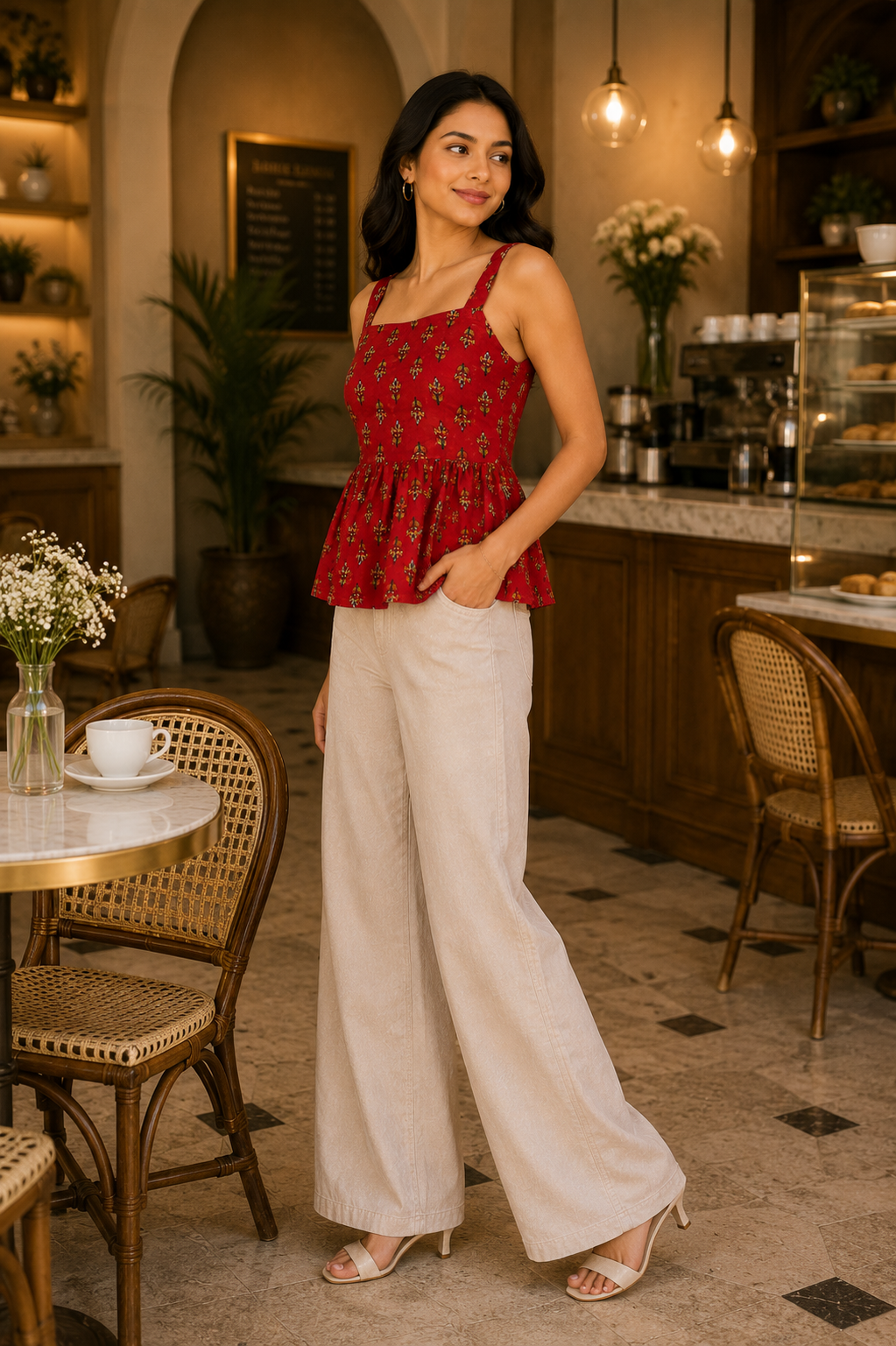 Scarlet Spice Back Peplum Camisole