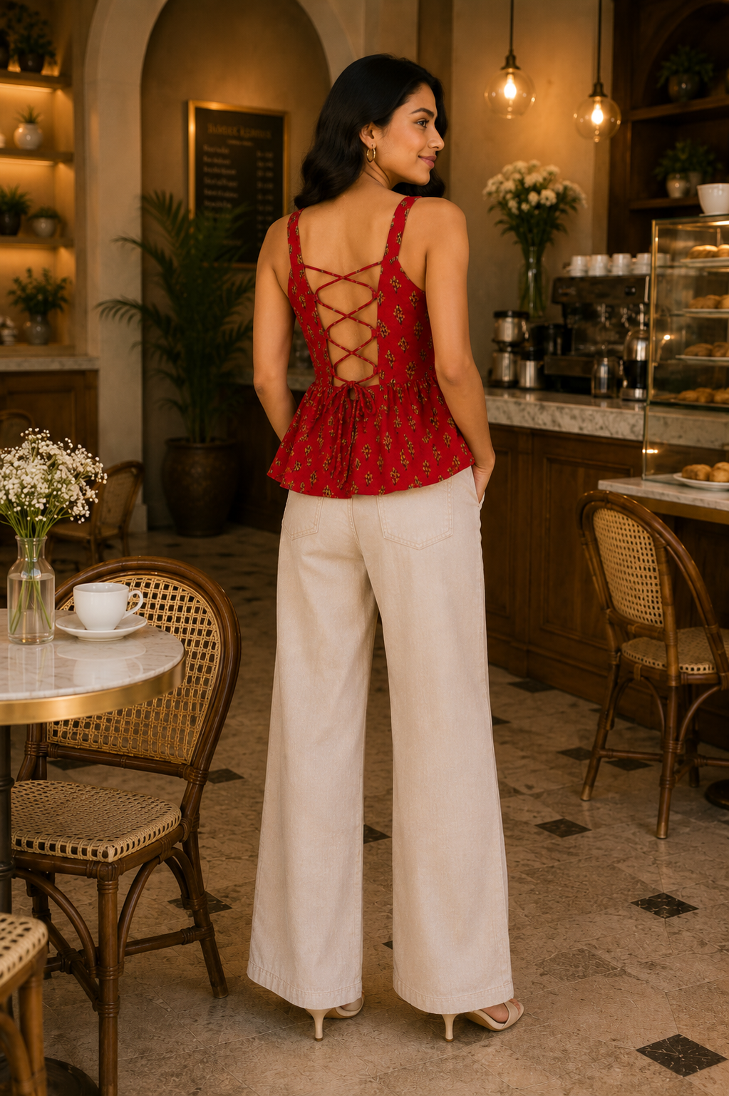 Scarlet Spice Back Peplum Camisole