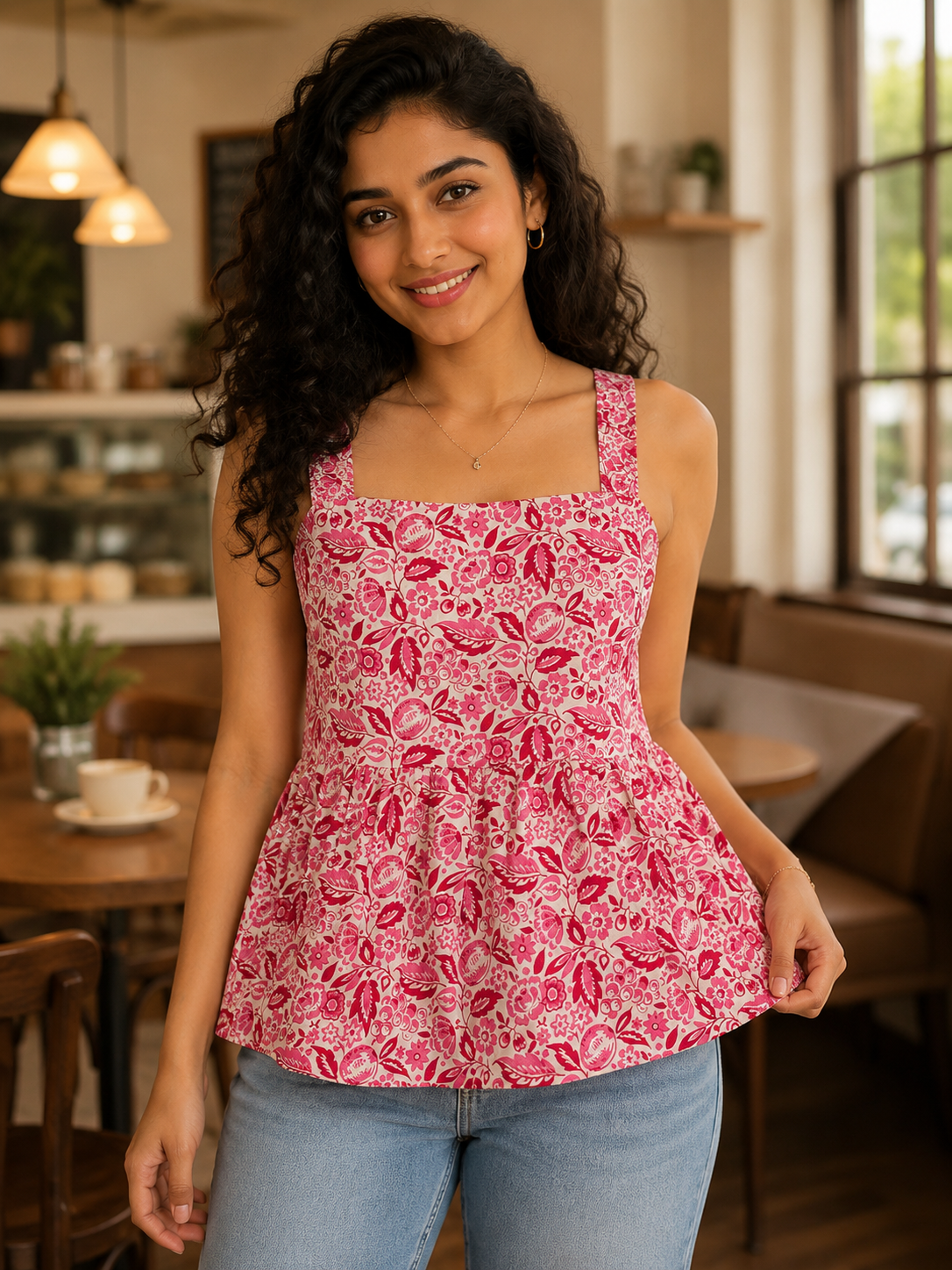 Rose Back Peplum Camisole