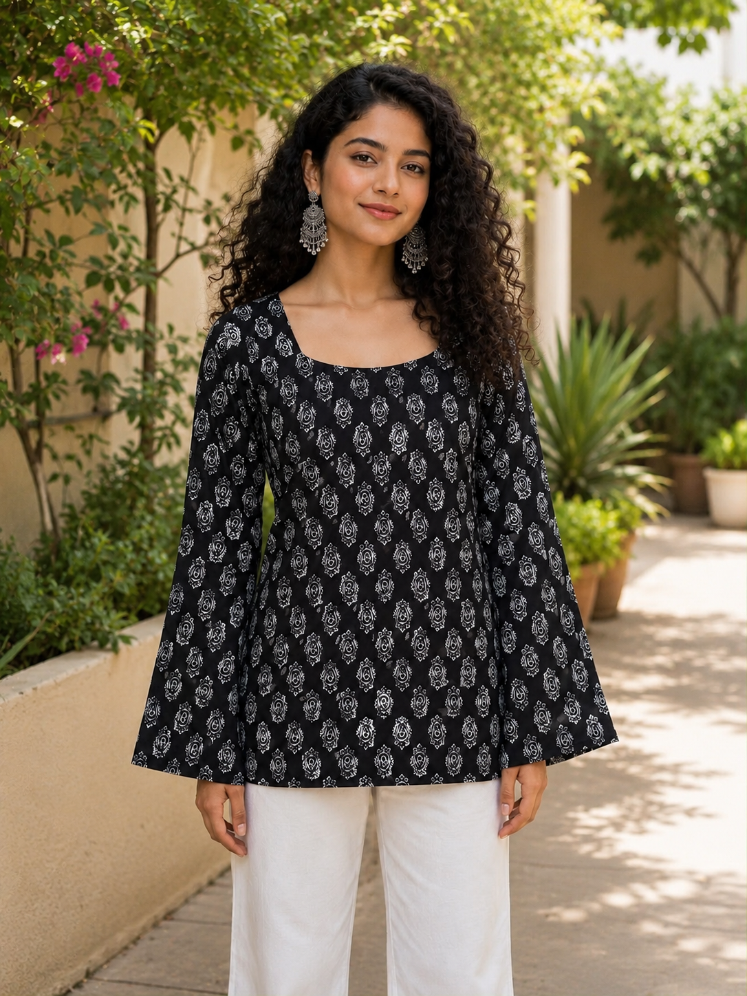 MEERA Bell-Sleeve Short Kurti