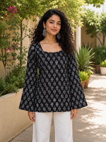 MEERA Bell-Sleeve Short Kurti