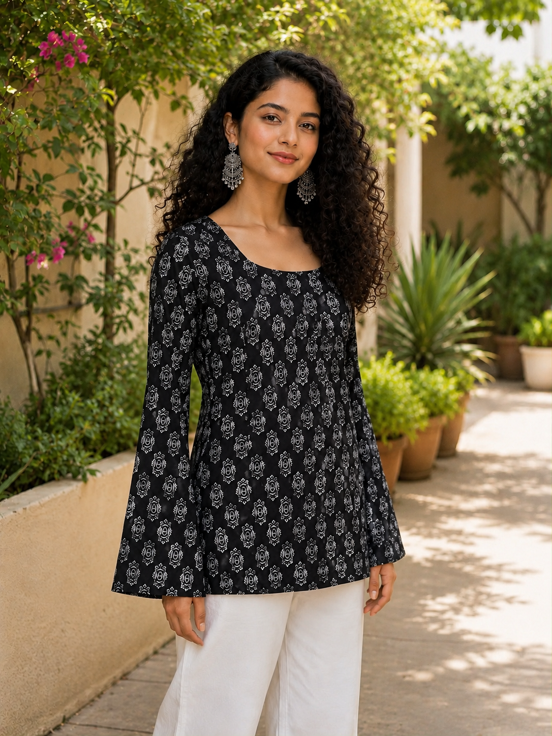 MEERA Bell-Sleeve Short Kurti