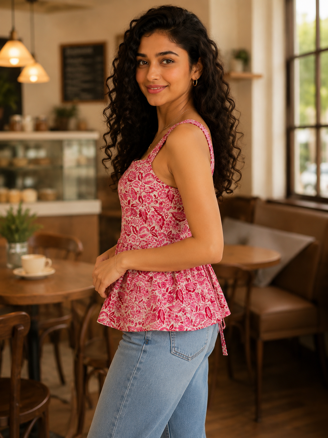 Rose Back Peplum Camisole