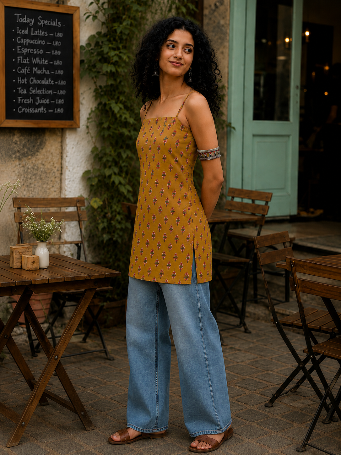 PANKHURI FLORALOpen-Back Short Kurti