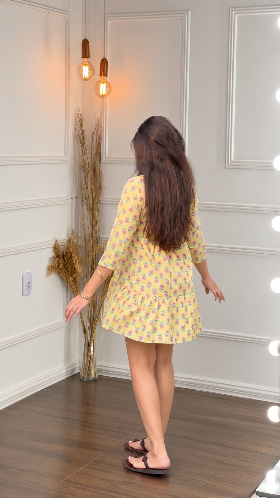 Sunehri Tiered Floral Mini Dress – back view