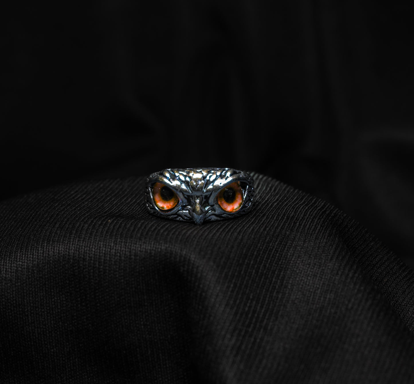 Orange Owl Eye Ring