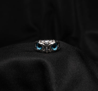 Blue Owl Eye Ring