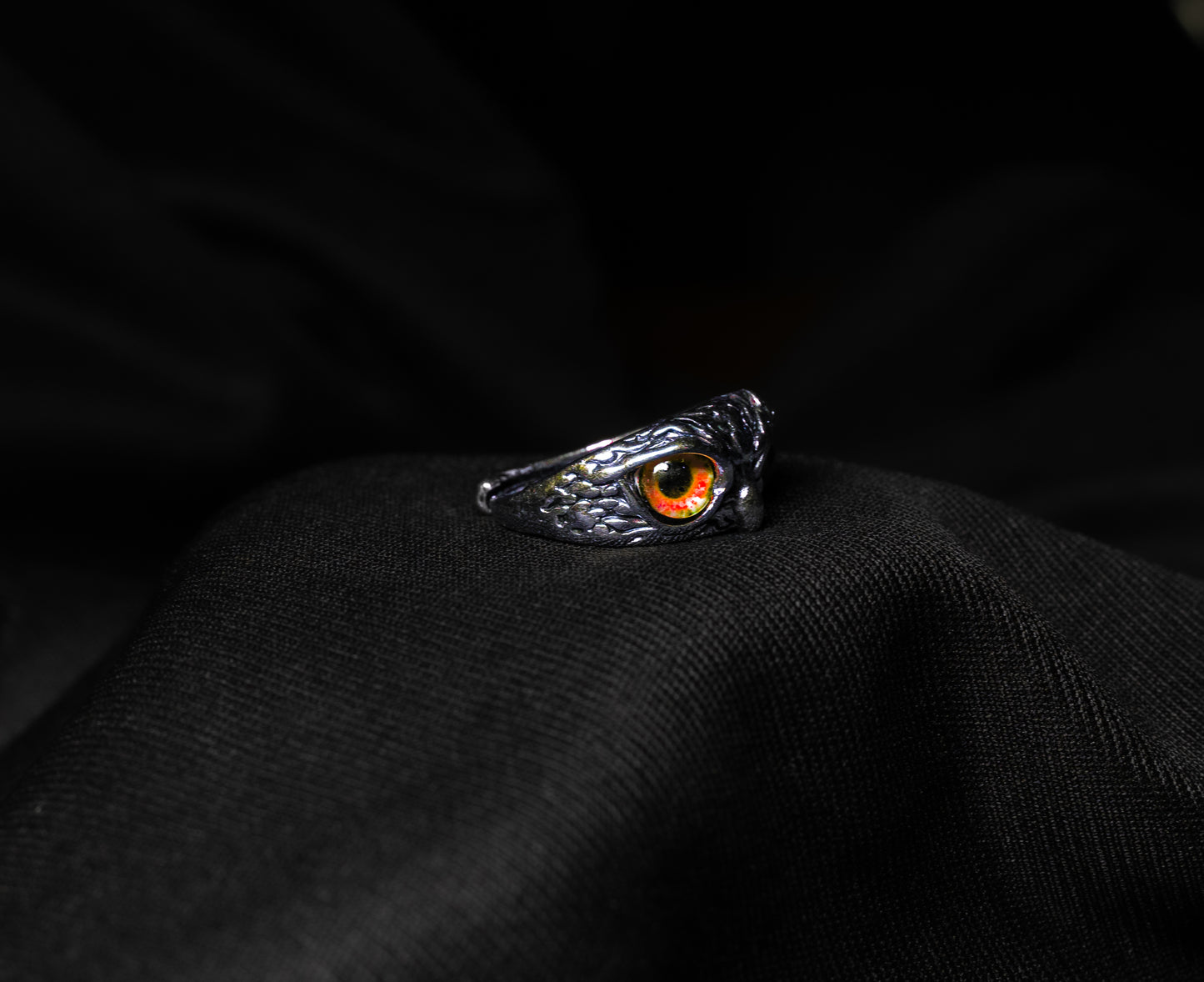 Orange Owl Eye Ring