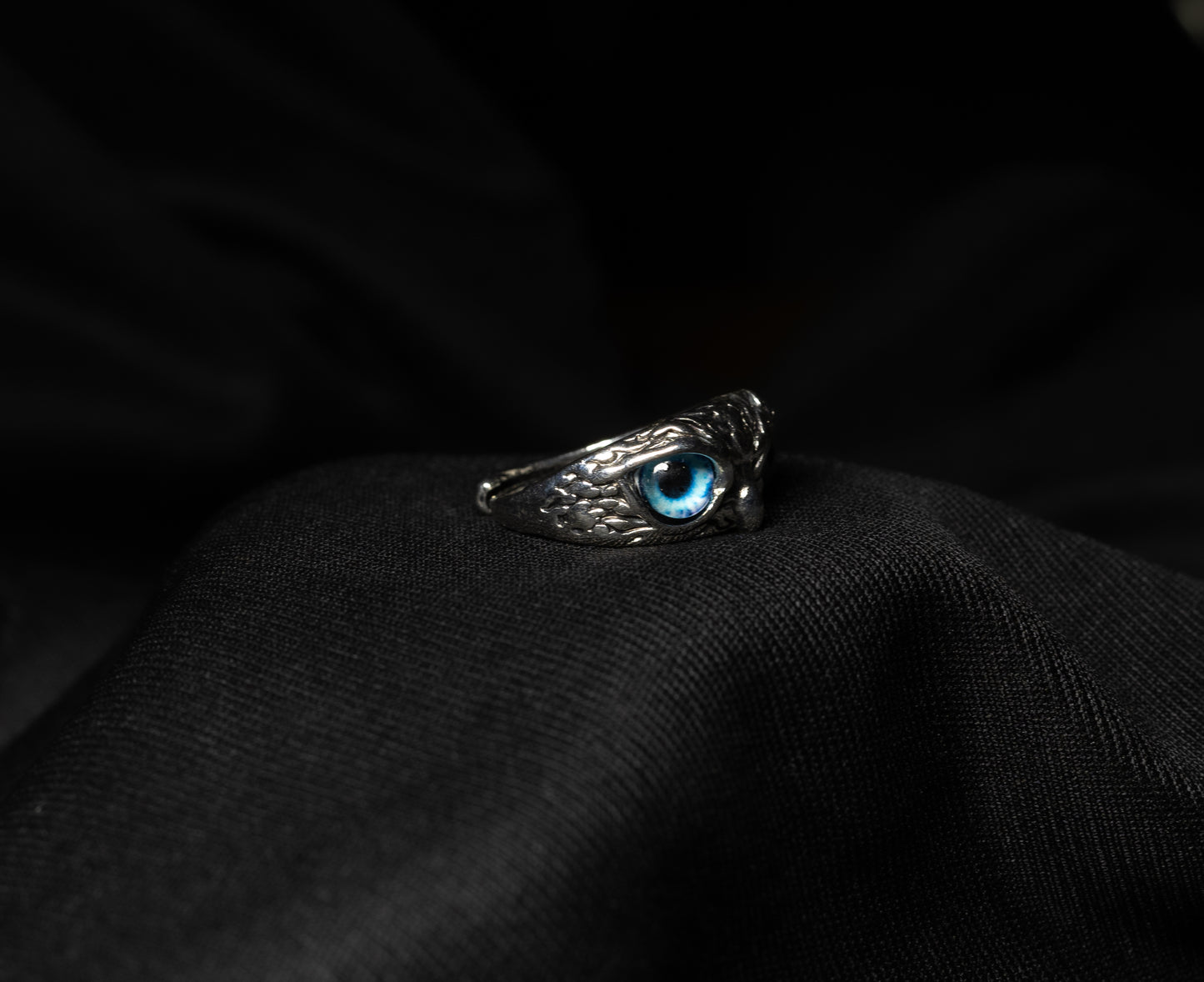 Blue Owl Eye Ring